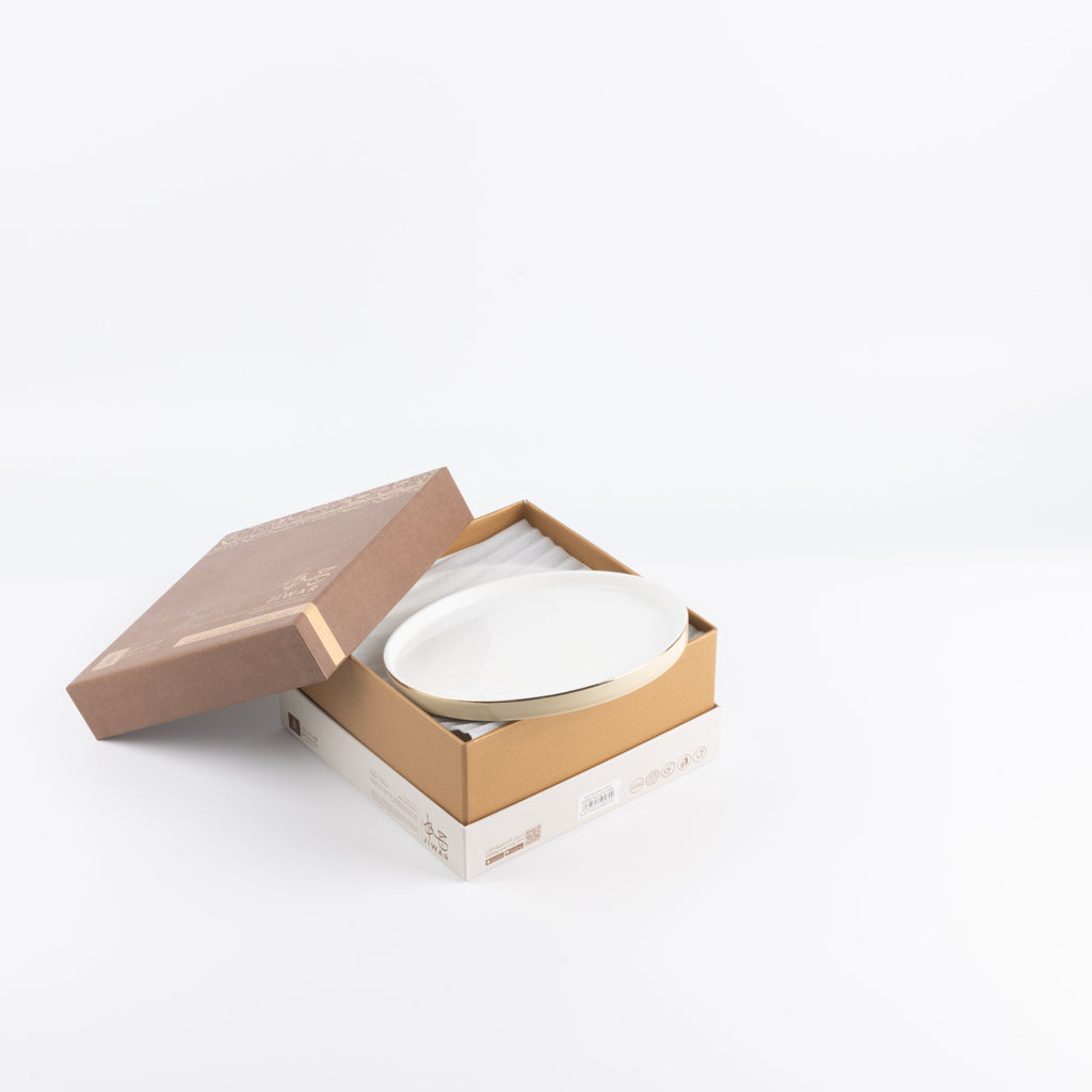Jiwar Dessert Serving Plates Ivory & Gold | Elegant Serveware