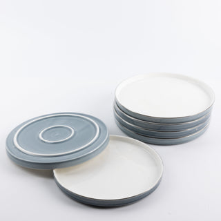Jiwar Dessert Serving Plates Haze Blue & Silver | Elegant Serveware