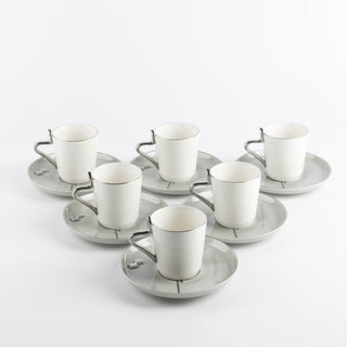 Liqa'a - Cappuccino Set (12-Pc) - Grey & Silver