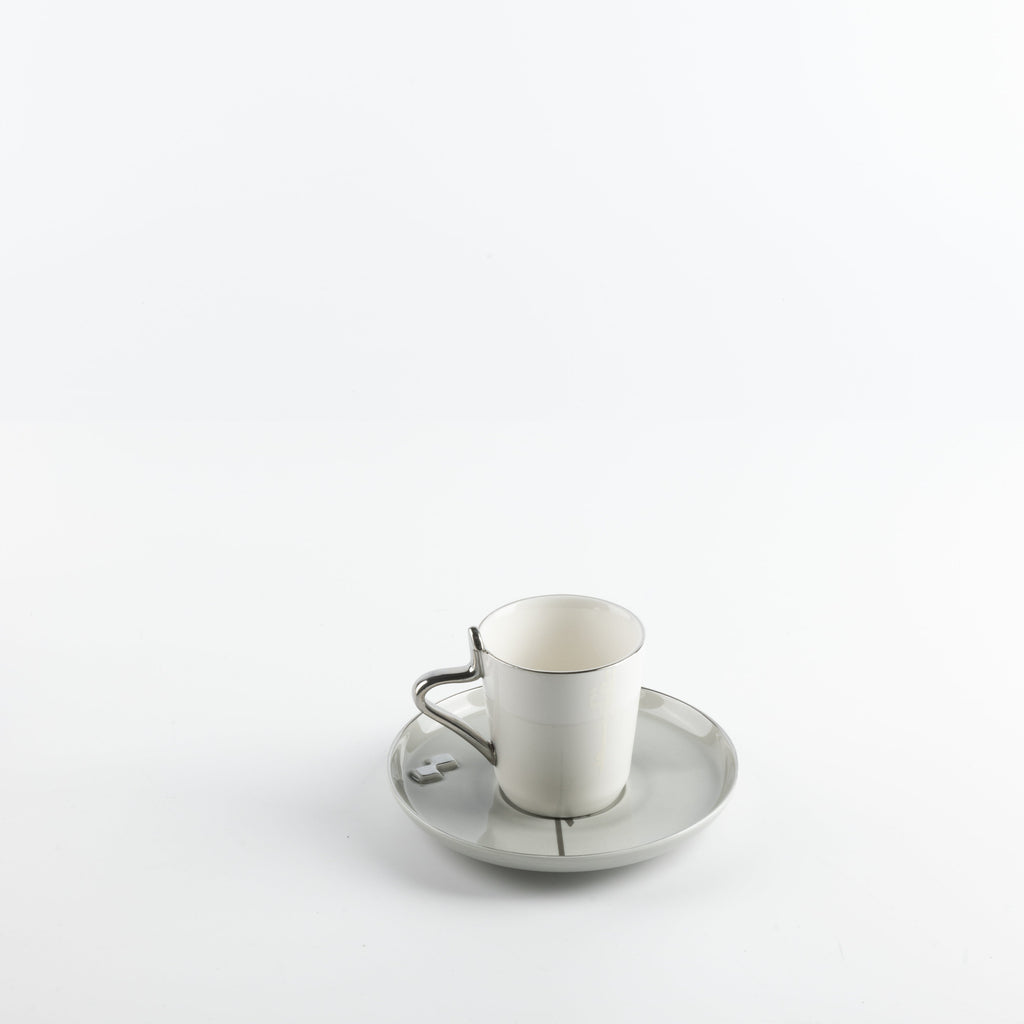Liqa'a - Cappuccino Set (12-Pc) - Grey & Silver