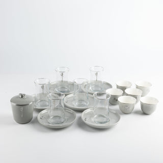 Liqa'a - Tea Set (19-Pc) - Grey & Silver