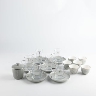 Liqa'a - Tea Set (19-Pc) - Grey & Silver