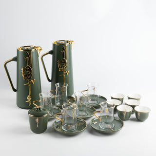 Liqa'a - Ultimate Brew Deluxe Set (21-Pc) - Olive Green & Gold