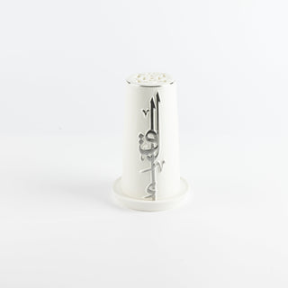 Liqa'a - Small Lantern Candle Holder - Pearl White & Silver