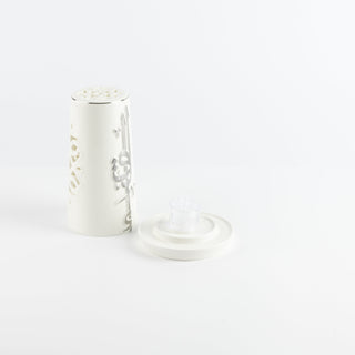 Liqa'a - Small Lantern Candle Holder - Pearl White & Silver