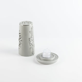 Liqa'a - Small Lantern Candle Holder - Grey & Silver