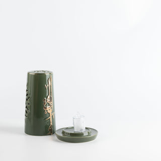 Liqa'a - Medium Lantern Candle Holder - Olive Green & Gold