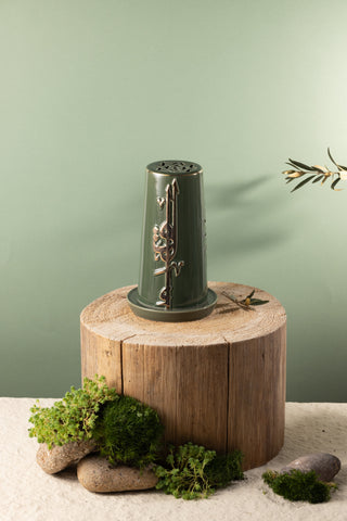 Liqa'a - Medium Lantern Candle Holder - Olive Green & Gold