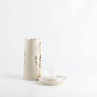 Liqa'a - Large Lantern Candle Holder - Beige & Gold