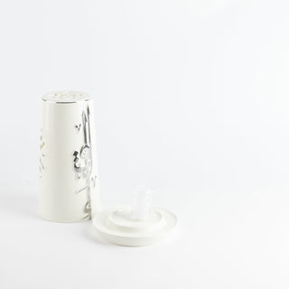 Liqa'a - Large Lantern Candle Holder - Pearl White & Silver