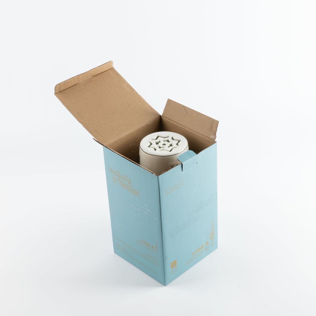 Liqa'a - Large Lantern Candle Holder - Pearl White & Silver