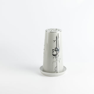 Liqa'a - Large Lantern Candle Holder - Grey & Silver