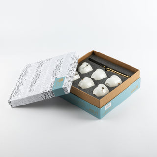 Liqaa Arabic Coffee Cups with Holder – Pearl White & Gold, Traditional Coffee Set for Home