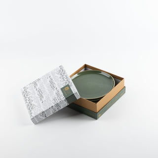 Liqa'a - Dessert Serving Plates - Olive Green & Gold