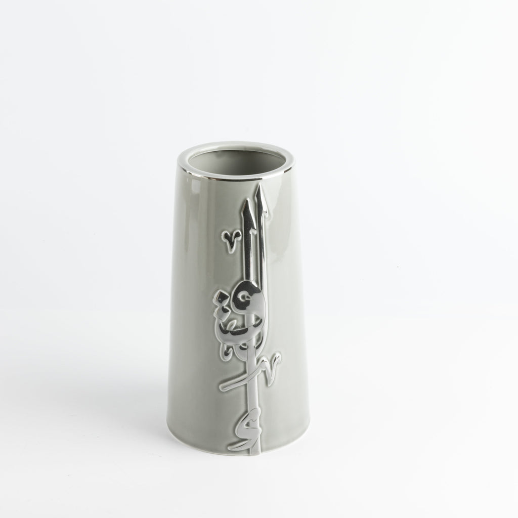 Liqa'a - Large Decorative Vase - Grey & Silver