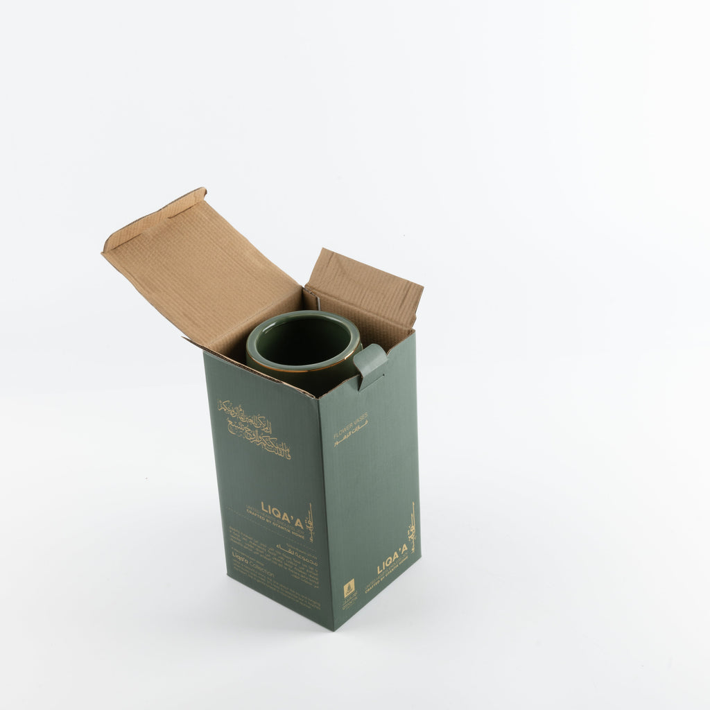 Liqa'a - Large Decorative Vase - Olive Green & Gold