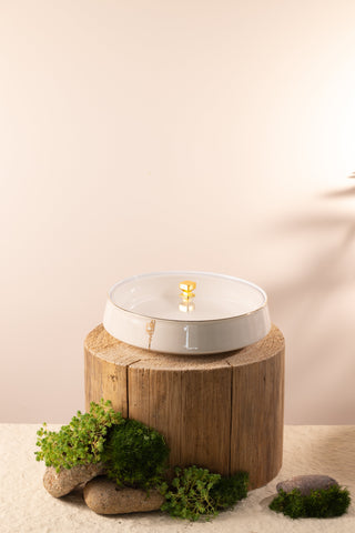 Liqa'a - Large Decorative Canister - Beige & Gold