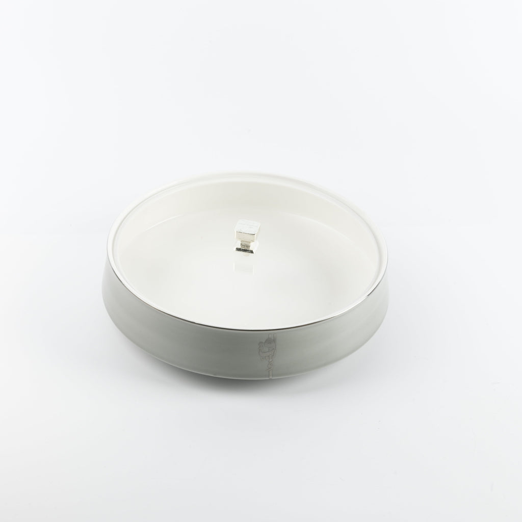 Liqa'a - Large Decorative Canister - Grey & Silver