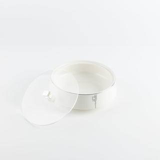 Liqa'a - Medium Decorative Canister - Pearl White & Silver