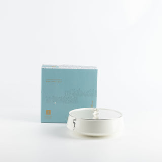 Liqa'a - Medium Decorative Canister - Pearl White & Silver