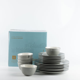 Liqa’a Dinner Set (18-Piece) – Grey & Silver