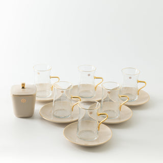 Mirral - Tea Set (13-Pc) - Beige & Gold