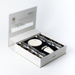 Mirral - Tea Set (13-Pc) - White & Gold