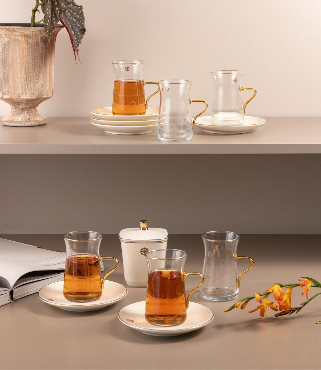 Mirral - Tea Set (13-Pc) - White & Gold