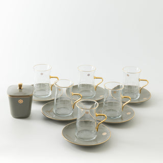 Mirral - Tea Set (13-Pc) - Grey & Gold
