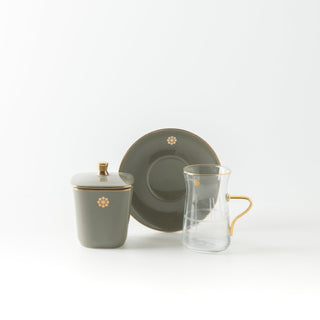 Mirral - Tea Set (13-Pc) - Grey & Gold