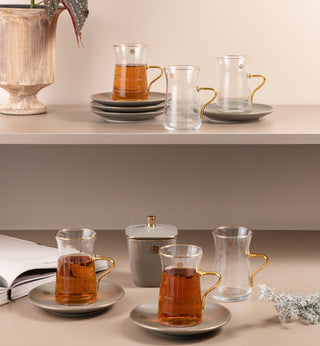 Mirral - Tea Set (13-Pc) - Grey & Gold