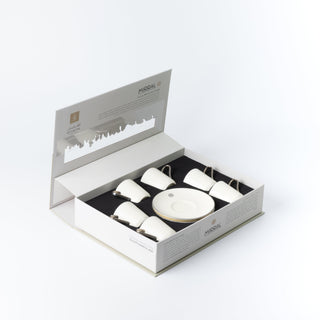 Mirral - Espresso/Turkish Coffee Set (12-Pc) - White & Silver