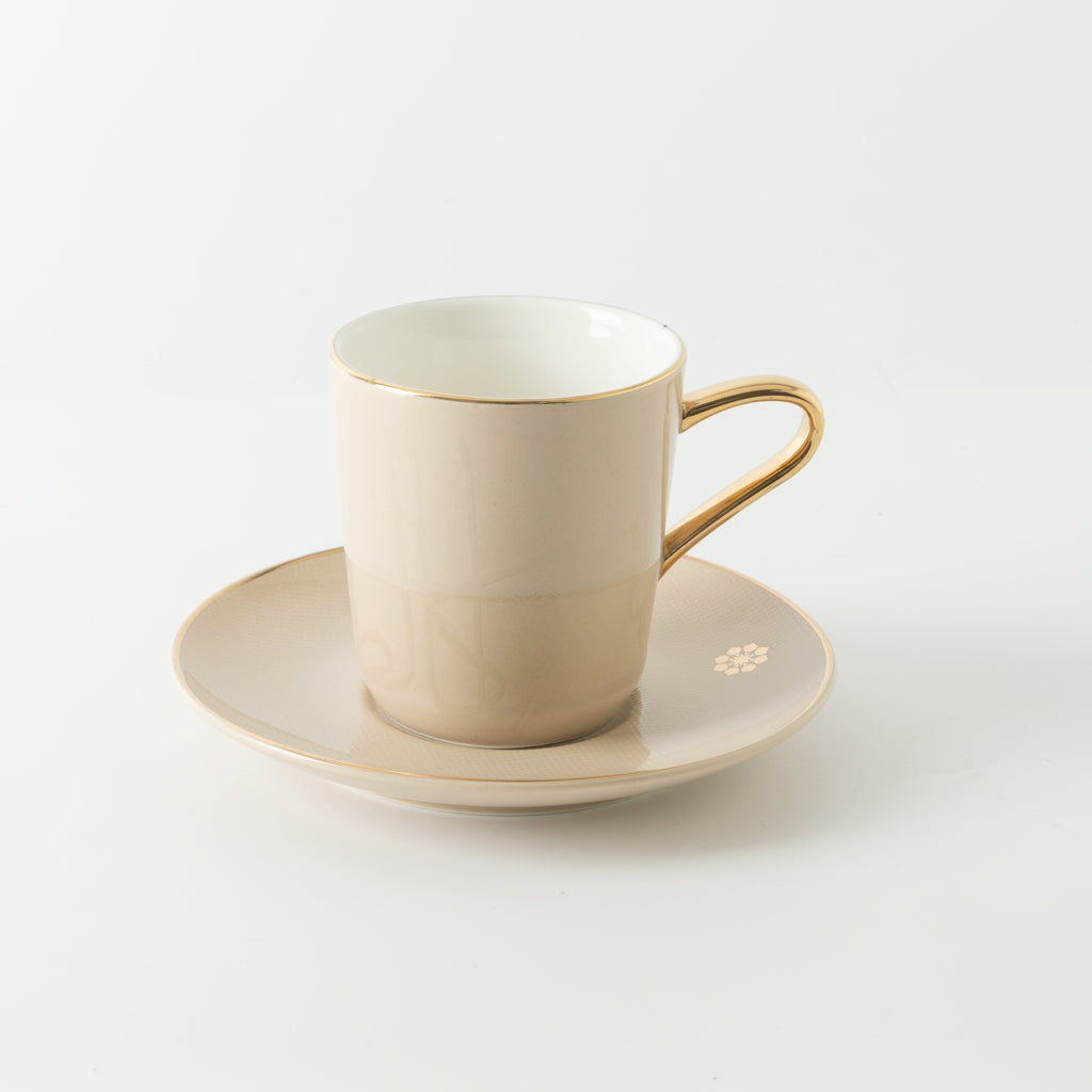 Mirral - Cappuccino Set (12-Pc) - Beige & Gold