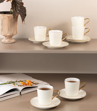 Mirral - Cappuccino Set (12-Pc) - White & Gold