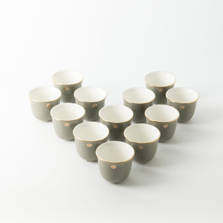 Mirral - Arabic Coffee Cups Set (12-Pc) - Grey & Gold