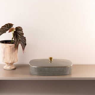 Mirral - Large Decorative Canister - Grey & Gold