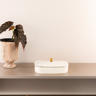 Mirral - Medium Decorative Canister - White & Gold