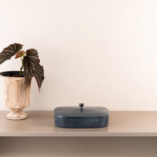Mirral - Medium Decorative Canister - Dark Blue & Silver
