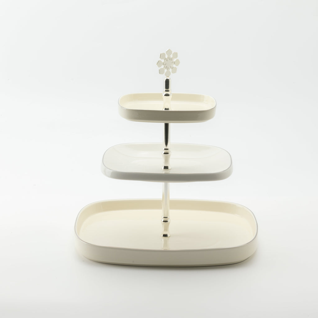Mirral - 3 Tier Plate - White & Silver