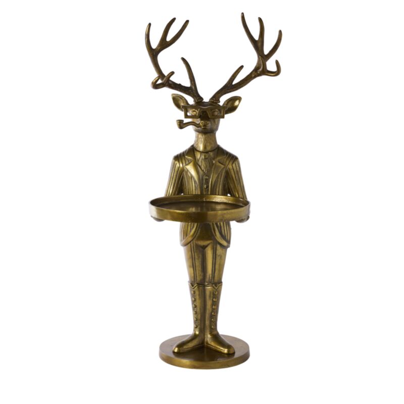 Frankie Stag Butler Stand with Serving Tray – Antique Gold-Pre Order