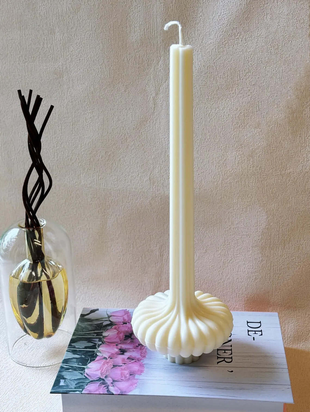 Elegant Lantern Pillar Candle - Unique Soy Wax Home Decor Gift Idea