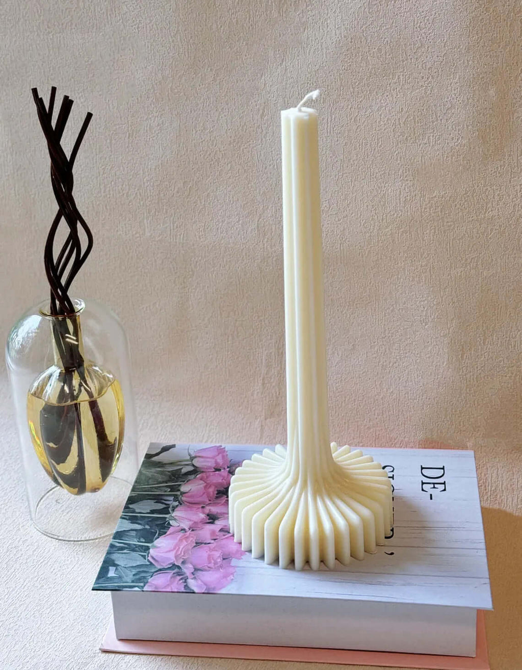 Elegant Lantern Pillar Candle - Unique Soy Wax Home Decor Gift Idea