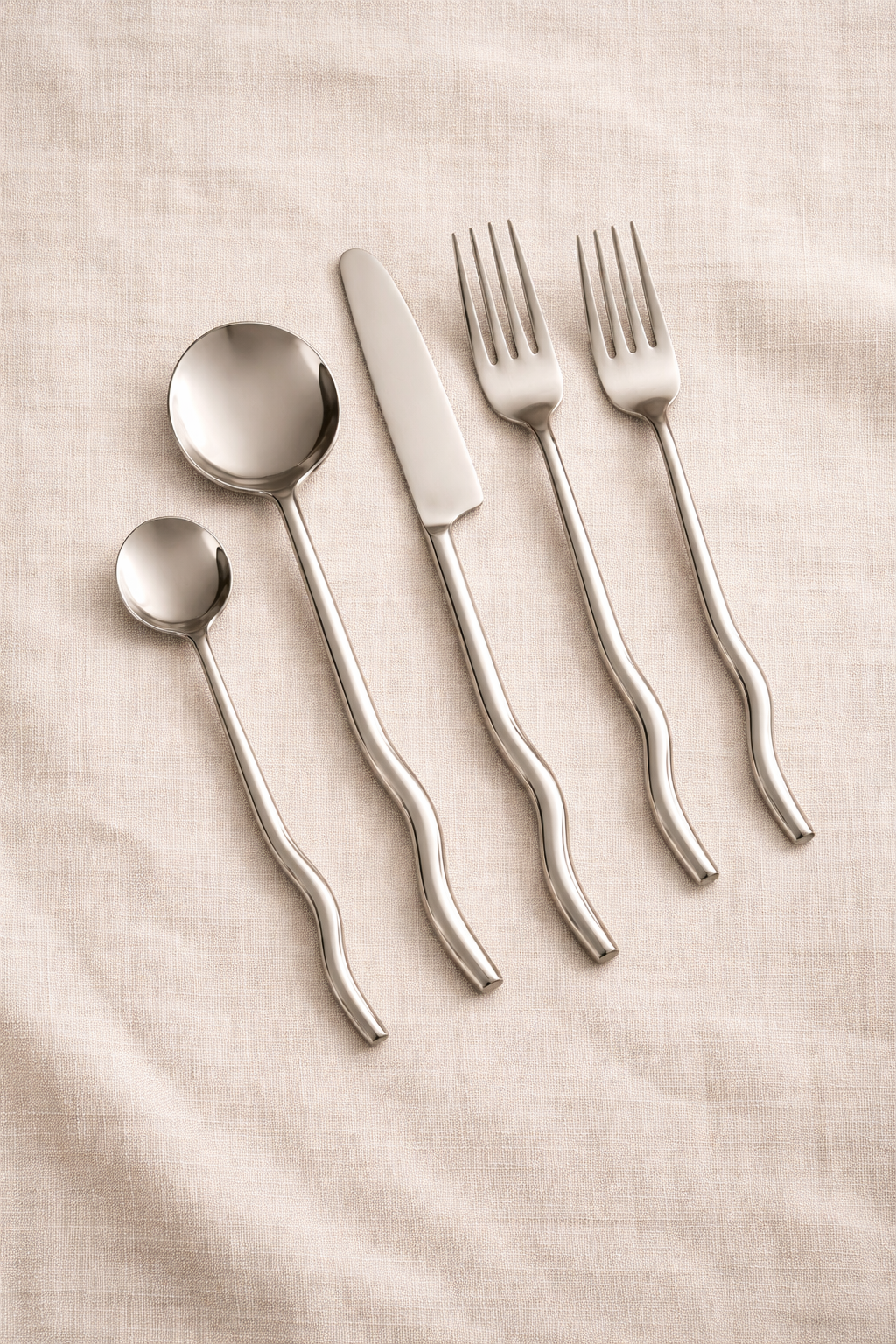 Brushed Brass Stainless Steel Flatware Set of 20