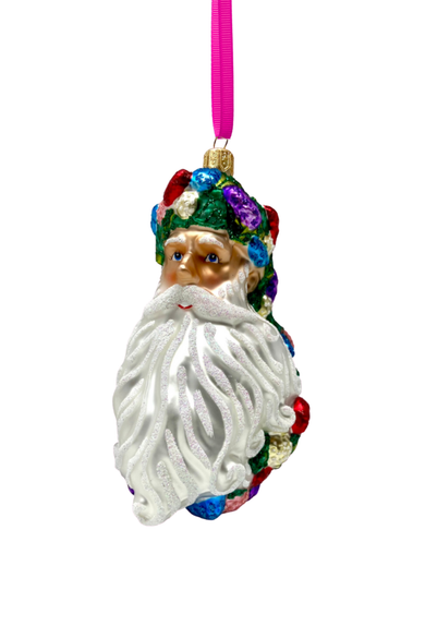 Floral Fetish Santa Head Polish Glass Ornament – Floral Fetish Collection
