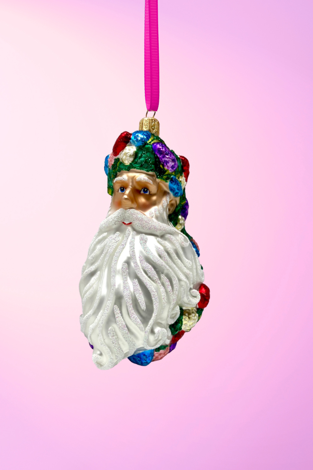 Floral Fetish Santa Head Polish Glass Ornament – Floral Fetish Collection