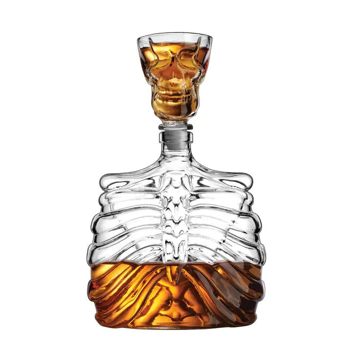 Fall Decor Skull Decanter with Shot Glass | 34 oz Non-Leaded Crystal