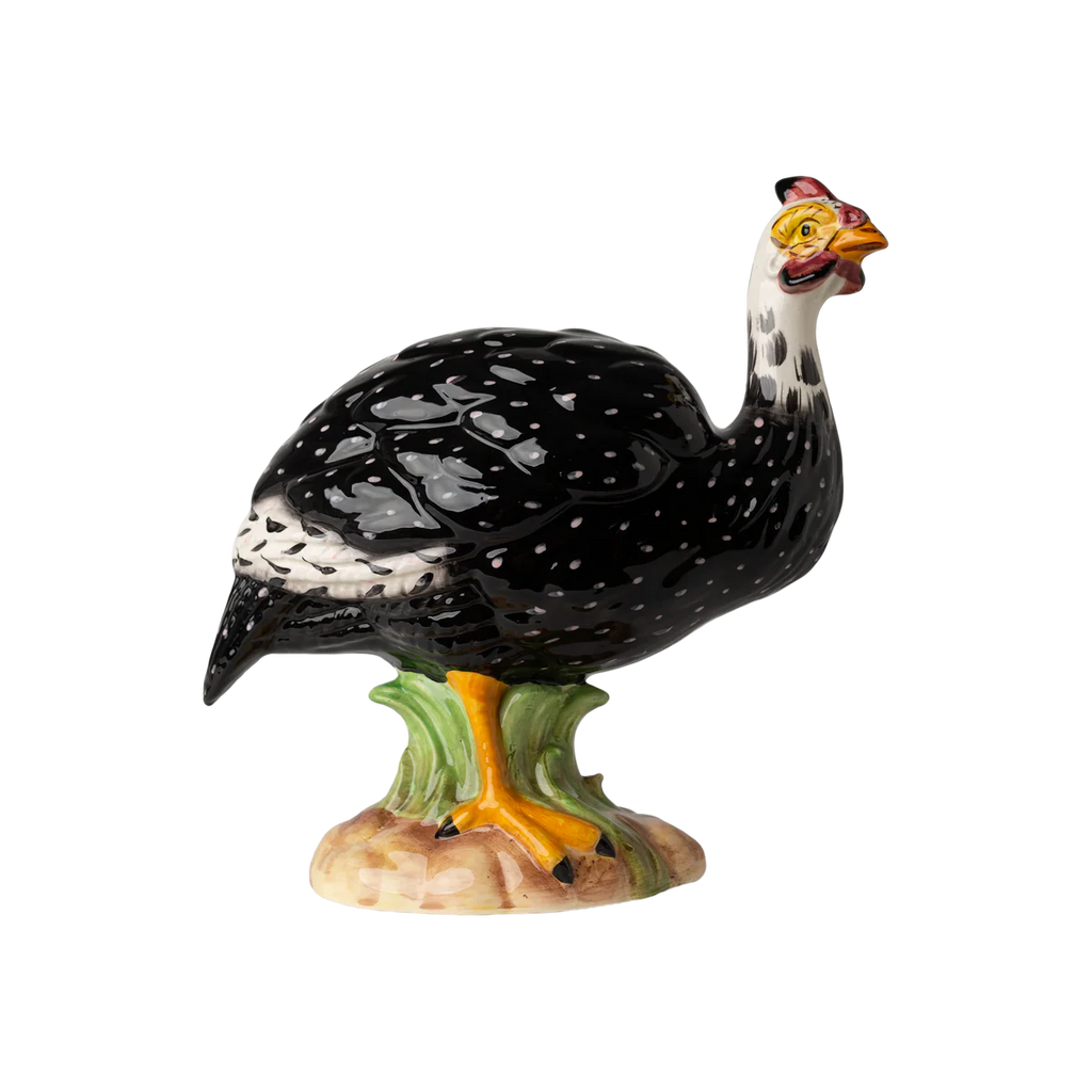 Hand-Painted Italian Guinea Hen Sculptures – Decorative Ceramic Farmhouse Accents