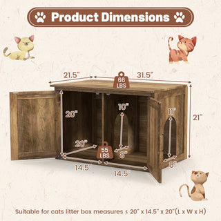 Flip-Top Hidden Cat Litter Box Enclosure with Double Barn Doors
