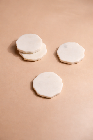 Organic White Marble Coasters – Set of 4