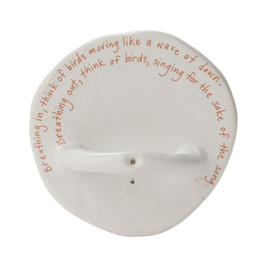 Flume Ceramic Incense Holder – Minimalist White with Inspirational Script